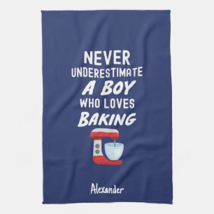 Cute Navy Blue Baking Gift For Kids Little Boy Kitchen Towel