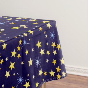 Cute Navy Blue Celestial Pattern Fun Lovely Star Tablecloth