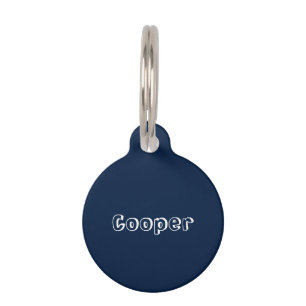 Cute navy blue custom name contact info dog cat pet ID tag