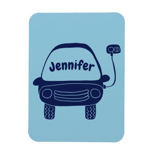 Cute Navy Blue Electric Car Personalized Magnet