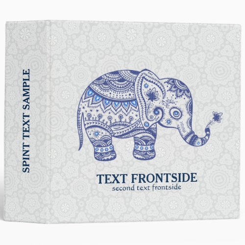 Cute Navy Blue Elephant Illustration Binder