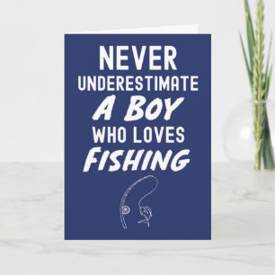 Cute Navy Blue Fishing Cards For Baby Boys Kids