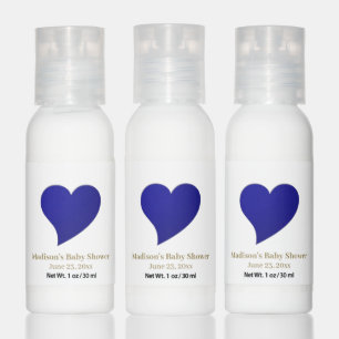 Cute navy blue heart baby boy shower party favors hand lotion