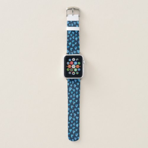 Cute Navy Blue Heart white Apple Watch Strap