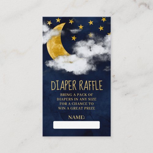 Cute Navy Blue Moon Star Diaper Raffle Baby Shower Enclosure Card