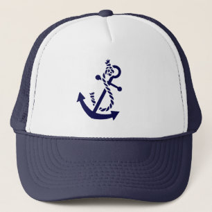 Cute Navy Blue Nautical Boat Anchor 2 Trucker Hat