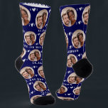 Cute Navy Blue Newlyweds Photo Wedding  Socks<br><div class="desc">These cute navy blue wedding socks feature the newlywed couple's photo and white hearts in an offset pattern and your names and wedding date! These are perfect for the groom as he walks down the aisle, as a bridal party favor, or as a bridal or couple's shower gift for the...</div>