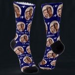 Cute Navy Blue Newlyweds Photo Wedding  Socks<br><div class="desc">These cute navy blue wedding socks feature the newlywed couple's photo and white hearts in an offset pattern and your names and wedding date! These are perfect for the groom as he walks down the aisle, as a bridal party favor, or as a bridal or couple's shower gift for the...</div>