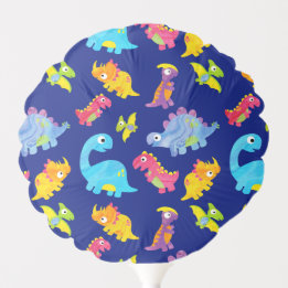 Cute Navy Blue Pattern Dinosaur Birthday Balloon