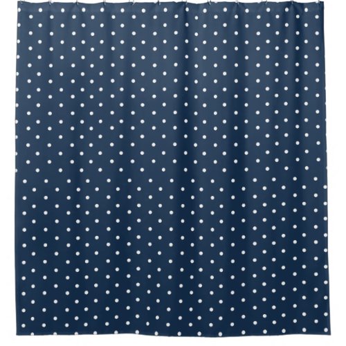 Cute Navy Blue Polka Dots Shower Curtain