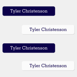 Cute Navy Blue White Boy's Name Waterproof Skinny Kids' Labels