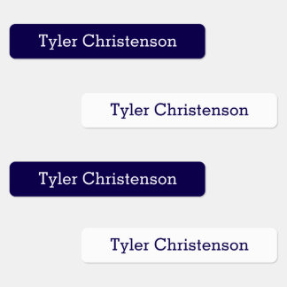 Cute Navy Blue White Boy's Name Waterproof Skinny Kids' Labels