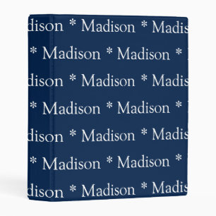 Cute navy blue white custom name monogram pattern mini binder