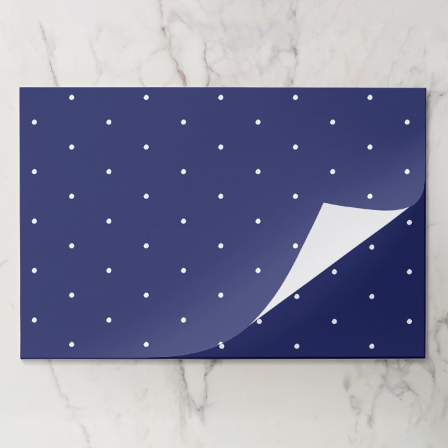 Cute navy blue white polka dots paper placemats (Folded)