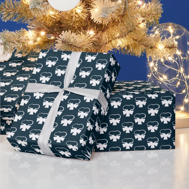 Cute navy blue white Snowflakes Winter Holiday Wrapping Paper (Holidays)