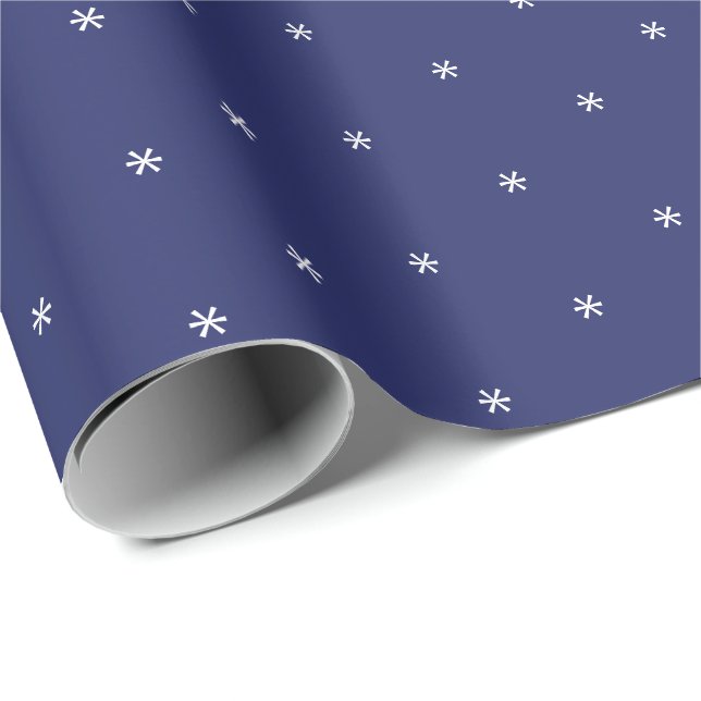 Cute navy blue & white snowflakes winter Holidays  Wrapping Paper (Roll Corner)