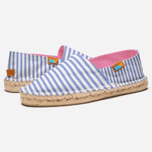 Cute Navy Blue & White Striped - Nautical Espadrilles (Angled)