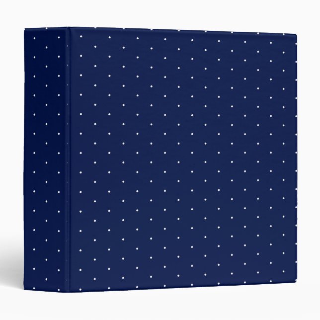 Cute navy blue white tiny polka dot pattern 3 ring binder (Front/Spine)