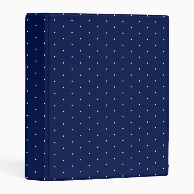 Cute navy blue white tiny polka dot pattern mini binder (Front/Spine)
