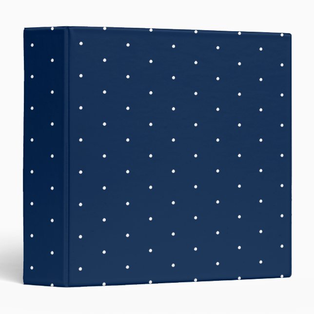 Cute navy blue white tiny polka dots pattern  3 ring binder (Front/Spine)