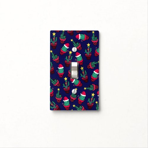 Cute Navy Decorated Cactus Tree Christmas Lights Light Switch Cover
