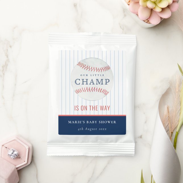 Cute Navy Our Little Champ Baseball Baby Shower Lemonade Drink Mix (Wedding)