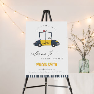 Cute Navy Police Car Kids Any Age Birthday Welcome Foam Board