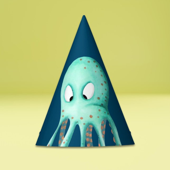 Cute Navy Turquoise Octopus Party Hat (Creator Uploaded)