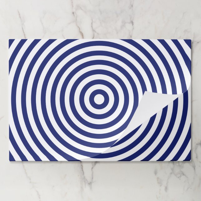 Cute navy white circular stripes pattern placemats (Folded)