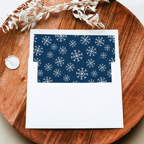 Cute Navy  White Snowflake Pattern Envelope Liner