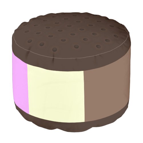 Cute Neapolitan Ice Cream Sandwich V2 Pouf