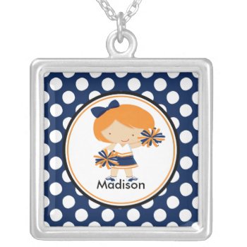 Cute Necklace Cheerleader Blue Polka Dots Pendant by celebrateitgifts at Zazzle