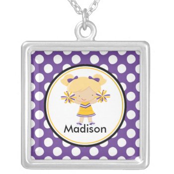 Cute Necklace Cheerleader Purple Polka Dot Pendant by celebrateitgifts at Zazzle