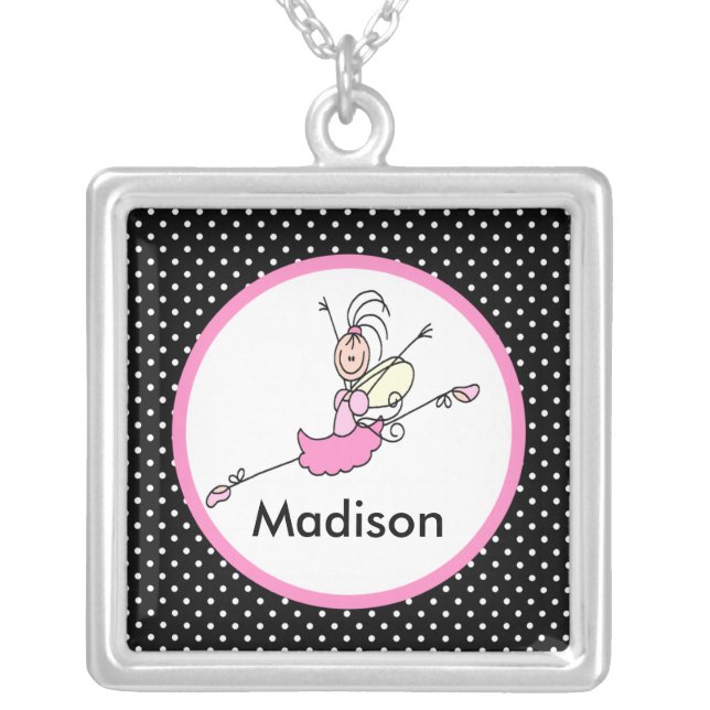 Cute Necklace Stick Figure Ballet Dancer Pendant (Front)