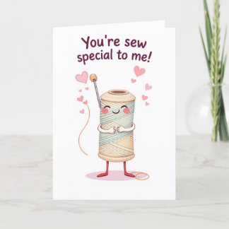 Cute Needle and Thread Kids Valentines Day Holiday Card