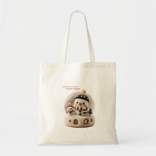 Cute Needle Felted Snowman Snow Tote Bag