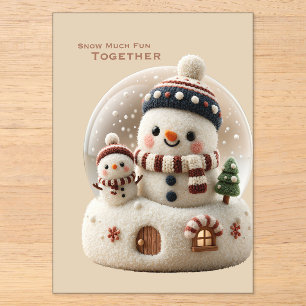 Cute Needle Felted Snowman Snowglobe Acrylic Invitations