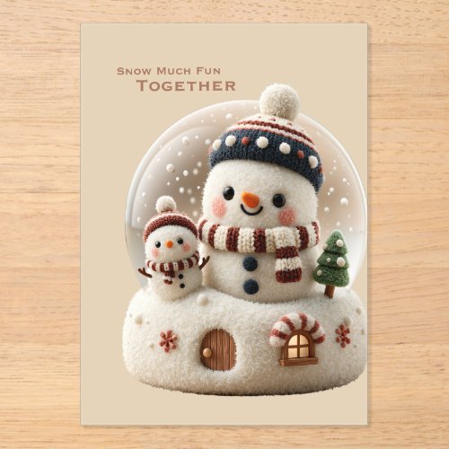 Cute Needle Felted Snowman Snowglobe Acrylic Invitations