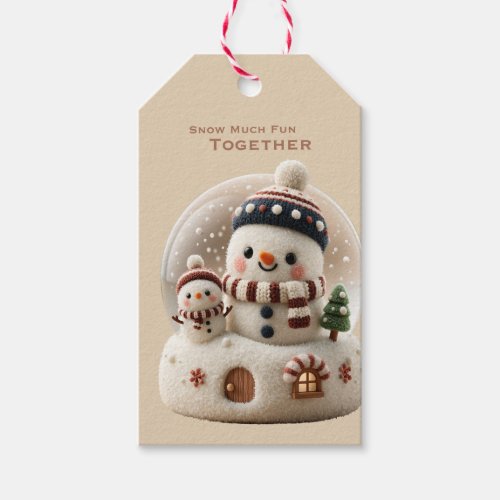 Cute Needle Felted Snowman Snowglobe Gift Tags