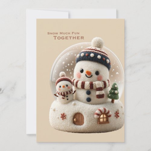 Cute Needle Felted Snowman Snowglobe Invitation