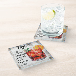 Cute Negroni Cocktail Recipe Glass Coaster