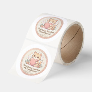 Cute Neko Cafe Cat Thank You for Your Order Sticke Classic Round Sticker
