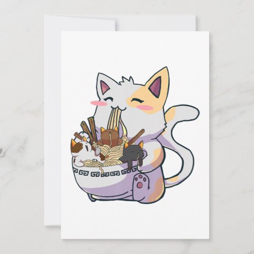 Cute Neko Cat With Ramen Noodles Bowl Anime Japan 