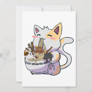 Cute Neko Cat With Ramen Noodles Bowl Anime Japan Announcement