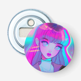 Cute Neon Anime Girl Bottle Opener