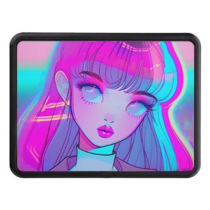 Cute Neon Anime Girl Hitch Cover