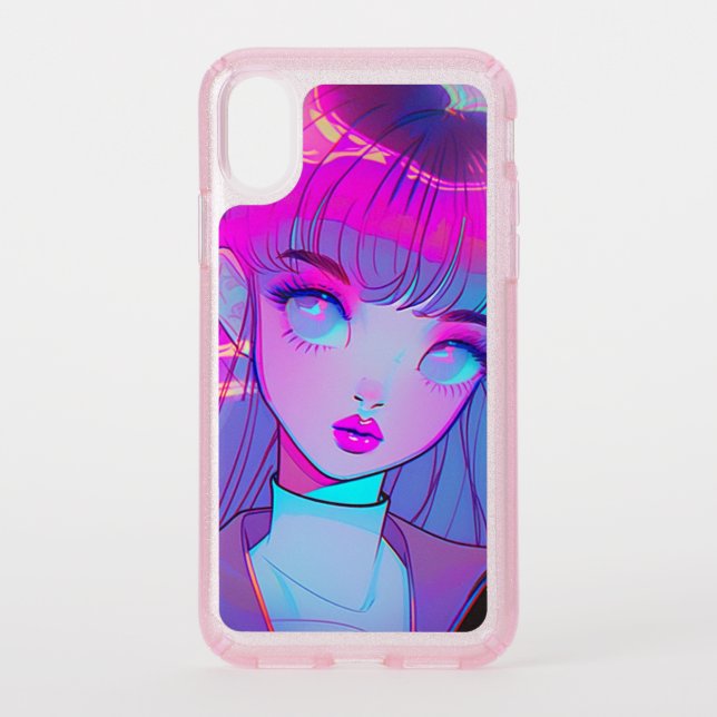 Cute Neon Anime Girl Magnet Speck Phone Case (Front)