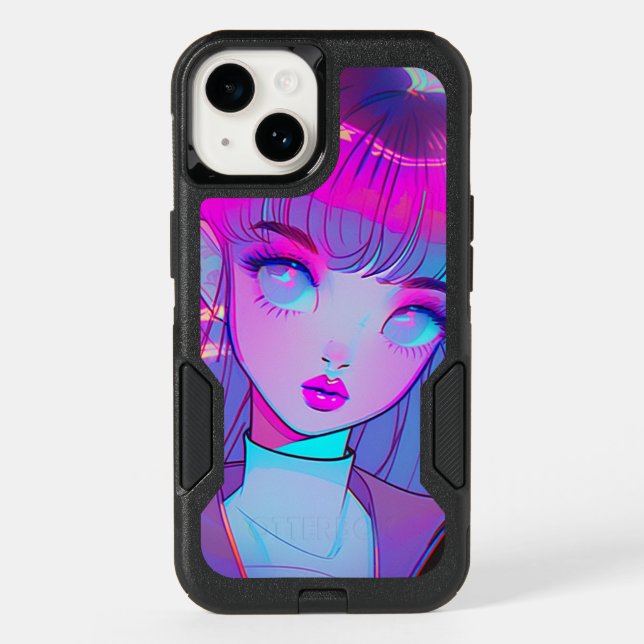 Cute Neon Anime Girl OtterBox Phone Case (Back)