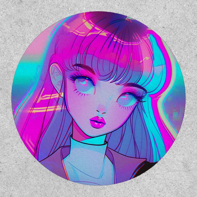 Cute Neon Anime Girl Patch (Front)