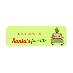 Cute Neon Baby with Farm Truck 1st Christmas Label